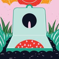 Abstract Landscape with Geometric Shapes and Vibrant Colors vector