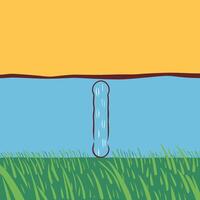 Water Flowing from a Pipe into Grass vector
