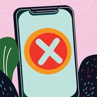 Mobile Phone Error Troubleshooting X Symbol vector