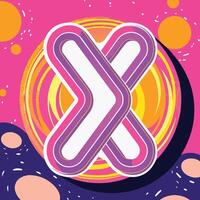 Abstract Colorful X Design with Retro Style vector