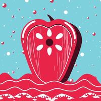 Abstract Red Heart Shape in Wavy Sea vector