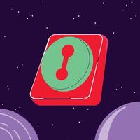 Abstract Cosmic Connection Red and Green Icon in Space vector