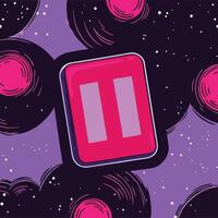 Pause Button in Space Abstract Vinyl Design vector