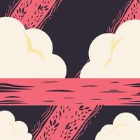 Abstract Cloud and Swirl Design Pink, Cream, and Dark Background vector