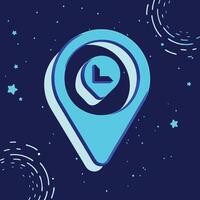 Location Based Time Tracking A Map Pin Clock Icon vector