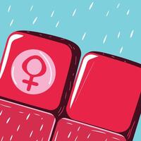 Female Symbol, Rain, Abstract Shapes, Red Blocks, Modern Art, Geometric Design, Illustration, Digital Art, Graphic Design vector