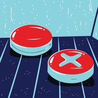 Abstract Red and Teal Buttons A Choice vector