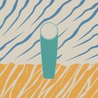 Abstract Teal Container on Striped Background vector