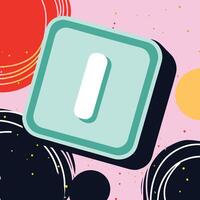 Abstract Teal Square with White Vertical Bar, Pink Background vector