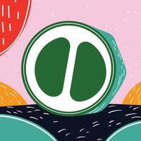 Abstract Green Fruit Slice on Colorful Background vector