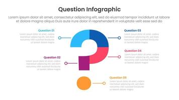 question infographic template banner with big center with line pointer explanation with 5 points for slide presentation vector