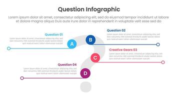 question infographic template banner with big question and circle along shape with 4 points for slide presentation vector