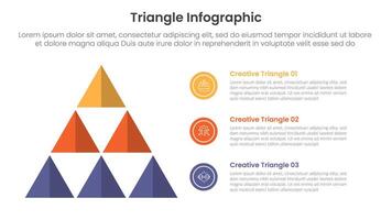 triangle base shape infographic template banner with triangle create pyramid structure with 3 point for slide presentation vector