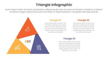 triangle base shape infographic template banner with triangle shape flipped shadow with 3 point for slide presentation vector