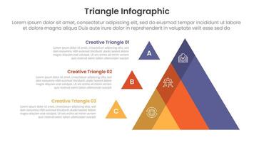triangle base shape infographic template banner with pyramid shape structure slice part with 3 point for slide presentation vector