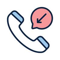 Incoming call icon representing real-time communication through phones vector