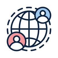 Global communication icon symbolizing worldwide networking and information sharing vector