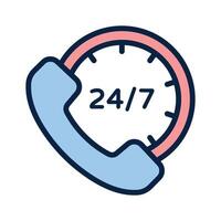 24 7 support icon symbolizing round the clock customer communication services vector