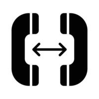 This icon shows two telephone receivers with arrows indicating a distance between them vector
