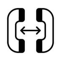 This icon shows two telephone receivers with arrows indicating a distance between them vector