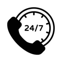 24 7 support icon symbolizing round the clock customer communication services vector