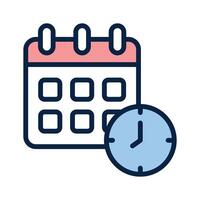 Calendar and clock icon representing date and time settings vector
