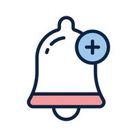 Alarm bell icon with a plus symbol to add alarms vector