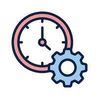 Gear and clock icon symbolizing effective time usage vector
