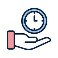 Hand holding a clock representing time saving strategies vector