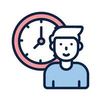 Icon of a person with a clock symbolizing being on time vector