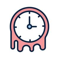 Clock melting as a symbol of surrealism or distorted time vector