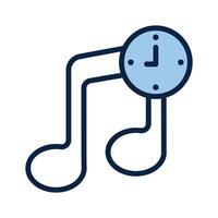 Musical note and clock symbolizing time dedicated to music vector