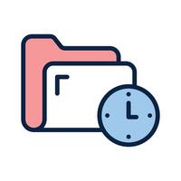 File folder and clock symbolizing time based file organization vector