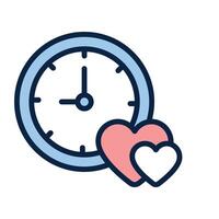 Heart and clock symbolizing time spent on love or relationships vector
