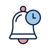 Icon of a notification bell with a small clock symbol overlaid vector