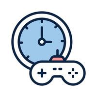 Game controller and clock symbolizing recreational or gaming time vector