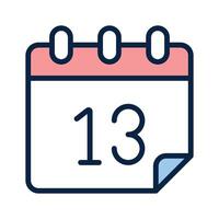 Calendar page showing the number 13 for a specific date vector
