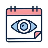 A stylized icon of a calendar with an eye in the center vector