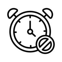 Clock icon with a strike through indicating disabled alarms vector