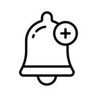 Alarm bell icon with a plus symbol to add alarms vector