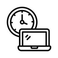 Clock with laptop concept icon of working time vector
