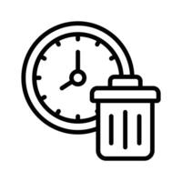 Trash bin and clock symbolizing unproductive use of time vector
