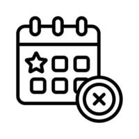 Calendar with a cross symbol representing event removal vector