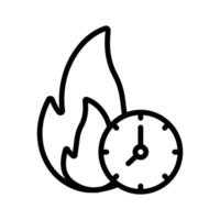 Clock with flames indicating urgent or peak time vector