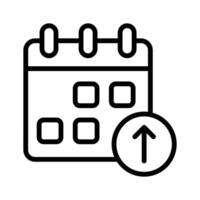 Calendar with an upload arrow symbolizing adding schedules vector