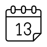 Calendar page showing the number 13 for a specific date vector