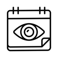 A stylized icon of a calendar with an eye in the center vector