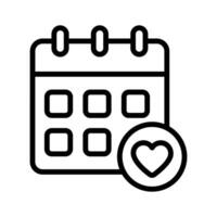 Calendar with a heart symbol indicating a favorite schedule vector