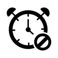 Clock icon with a strike through indicating disabled alarms vector