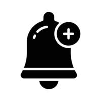 Alarm bell icon with a plus symbol to add alarms vector